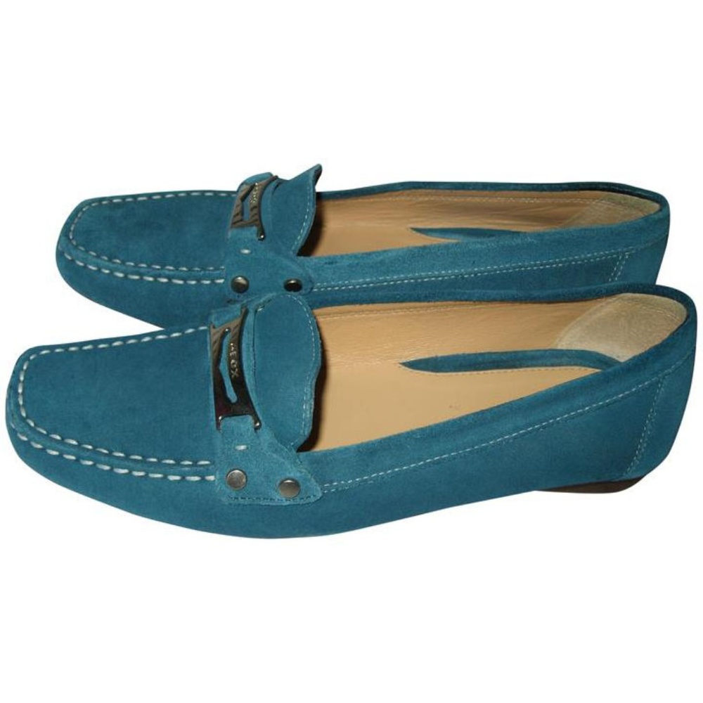 Geox Turquoise Suede Loafer Flats